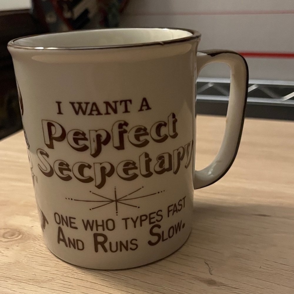 Vintage Japan Novelty “Perfect Secretary” Coffee Mug